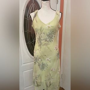 Believe Dress Woman Sleeveless  Long Dress Size 6 Floral Sheer Light Green